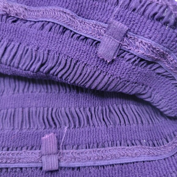 Purple Sexy Crop Top Strapless Tube Top Smocked Stretchy Summer Bandeau - NEW - Picture 10 of 13